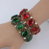 Vintage Gem Pearl Bracelet Elastic Bangles