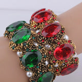 Vintage Gem Pearl Bracelet Elastic Bangles