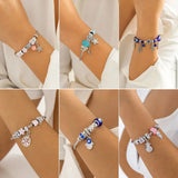 Vintage Women's Open Eye Bracelet with Cartoon Blessing Bag Pendant