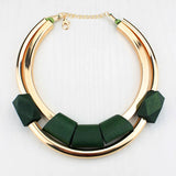 Vintage Wood Beads Pendant Initial Necklace Green Choker Kpop Big Name Bijoux