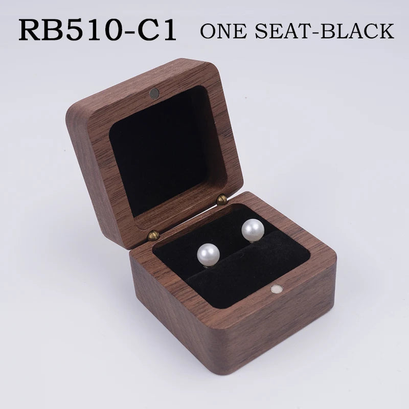 Vintage Wood Jewelry Box Wedding Ring Earring Organizer Display Case