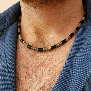 Vintage Wood Choker Necklace for Men 46cm/18 Inches