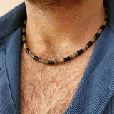 Vintage Wood Choker Necklace for Men 46cm/18 Inches