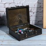 Vintage Wooden Jewelry Box Case Earrings Pendant Jewelry Storage Box With Lock