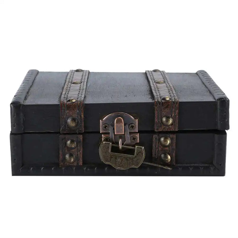 Vintage Wooden Jewelry Box Case Earrings Pendant Jewelry Storage Box With Lock