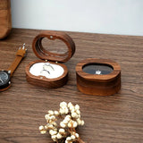 Vintage Wooden Ring Box Retro Solid Wood Visible Display Jewelry Holder