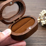 Vintage Wooden Ring Box Retro Solid Wood Visible Display Jewelry Holder