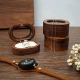Vintage Wooden Ring Box Retro Solid Wood Visible Display Jewelry Holder