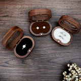 Vintage Wooden Ring Box Retro Solid Wood Visible Display Jewelry Holder