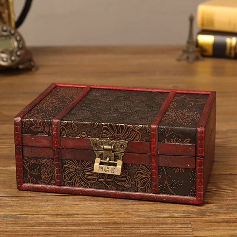 Vintage Wooden Storage Box Chinese Styles Jewelery Box
