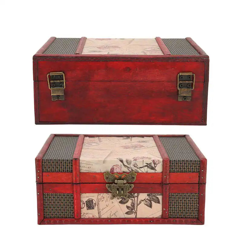 Vintage Wooden Storage Box Jewelry Necklace Bracelet Book Organizer