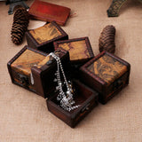 Vintage Wooden Treasure Box Map Embossed Jewelry Box