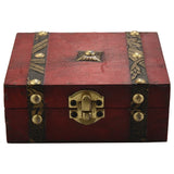 Vintage Wooden Treasure Chest Storage Box Lock Organizer Case Mini Small