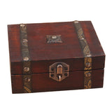 Vintage Wooden Treasure Chest Storage Box Lock Organizer Case Foldable
