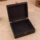 Vintage Wooden Treasure Chest Storage Box Lock Organizer Case Foldable