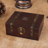Vintage Wooden Treasure Chest Storage Box Lock Organizer Case Foldable