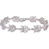 Vintage Zircon Leaf Bracelet Charm Bridesmaid Wedding Crystal Chain