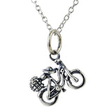 Vintage 925 Silver Bike Pendant Necklace for Friend