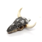 Vintage Bull Head Pendant with Amethyst Lapis Lazuli Natural Stone