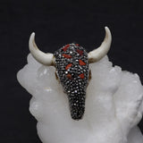Vintage Bull Head Pendant with Amethyst Lapis Lazuli Natural Stone