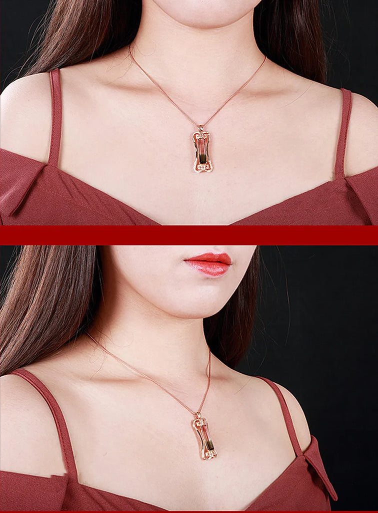 Vintage Carving Crystal Tourmaline Pendant Necklace