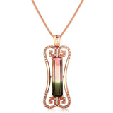 Vintage Carving Crystal Tourmaline Pendant Necklace