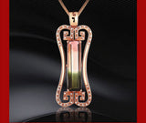 Vintage Carving Crystal Tourmaline Pendant Necklace