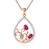 Vintage Ruby Gemstone Diamond Pendant Necklace Red Crystal Choker Jewelry