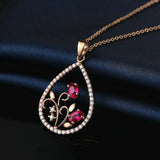 Vintage Ruby Gemstone Diamond Pendant Necklace Red Crystal Choker Jewelry