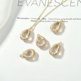 Copper Plated Zircon Crystal Water Drop Pendant DIY Earring Necklace Accessories
