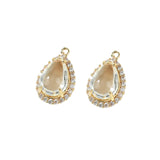 Copper Plated Zircon Crystal Water Drop Pendant DIY Earring Necklace Accessories