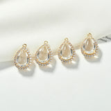 Copper Plated Zircon Crystal Water Drop Pendant DIY Earring Necklace Accessories