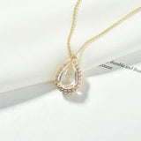 Copper Plated Zircon Crystal Water Drop Pendant DIY Earring Necklace Accessories