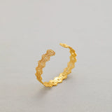 Vintage Court Golden Hollow Lace Bracelet Sun Flower Opening Adjustable Cuff