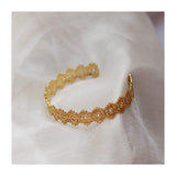 Vintage Court Golden Hollow Lace Bracelet Sun Flower Opening Adjustable Cuff