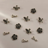Vintage Tracing Letter Tea Flower Bee Alloy Patch DIY Hand Accessory