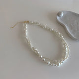 Vintage Double Pearl Necklace Women Necklace