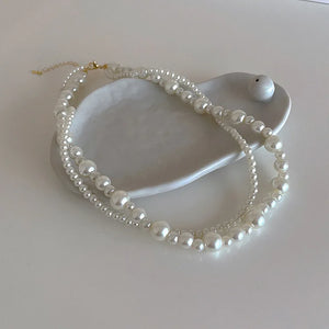 Vintage Double Pearl Necklace Women Necklace