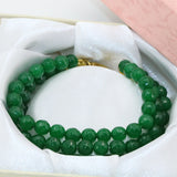 Vintage Green Chalcedony Jades Bracelet 3 Rows 7.5inch