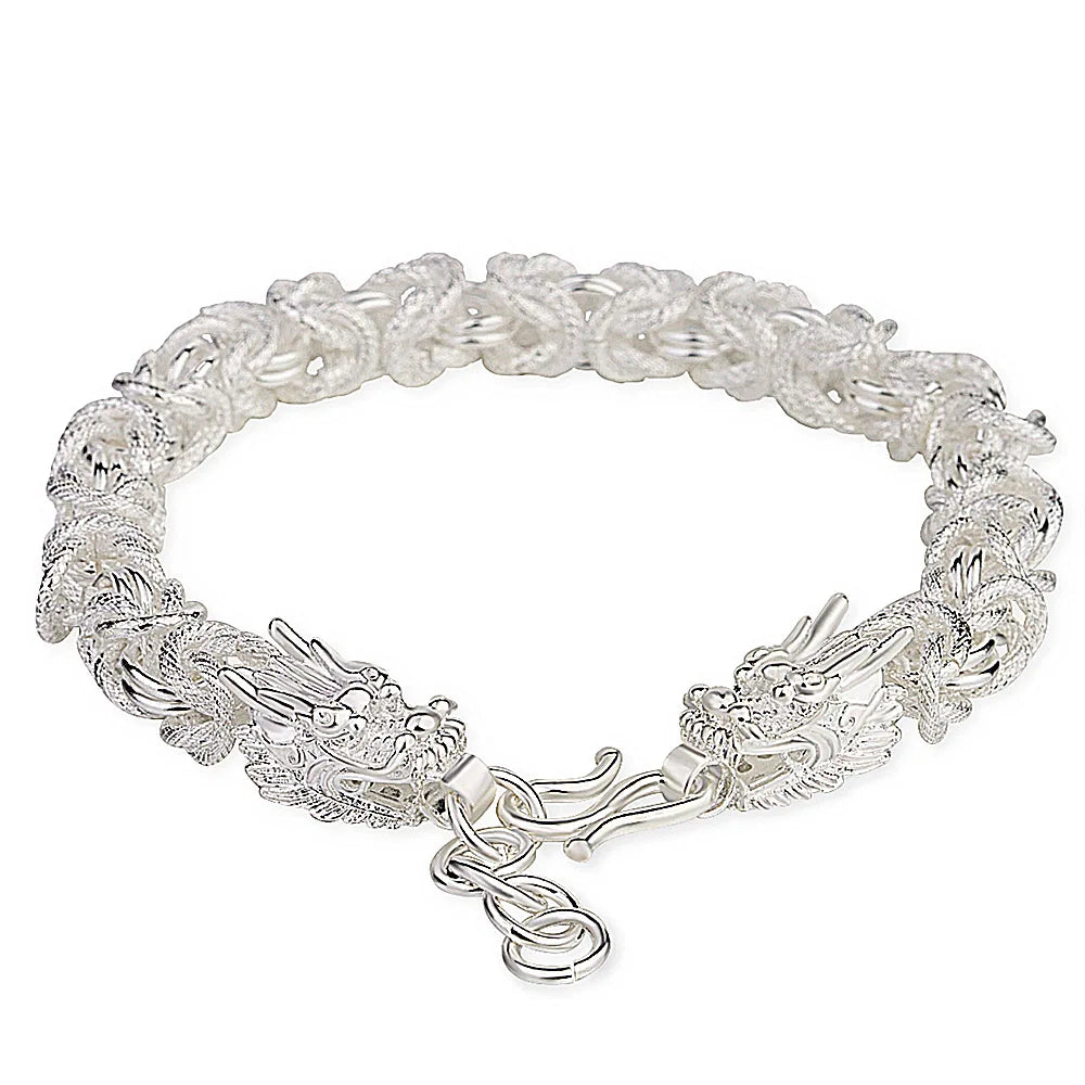 Vintage Dragon Chain Bracelet for Men Silver Bangle Jewelry