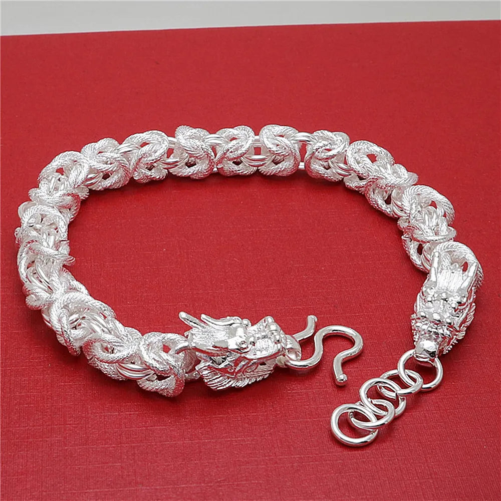Vintage Dragon Chain Bracelet for Men Silver Bangle Jewelry
