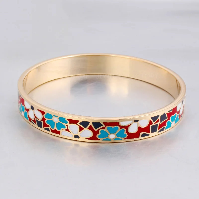 Vintage Enamel Bangles Stainless Steel Bracelets