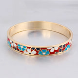 Vintage Enamel Bangles Stainless Steel Bracelets
