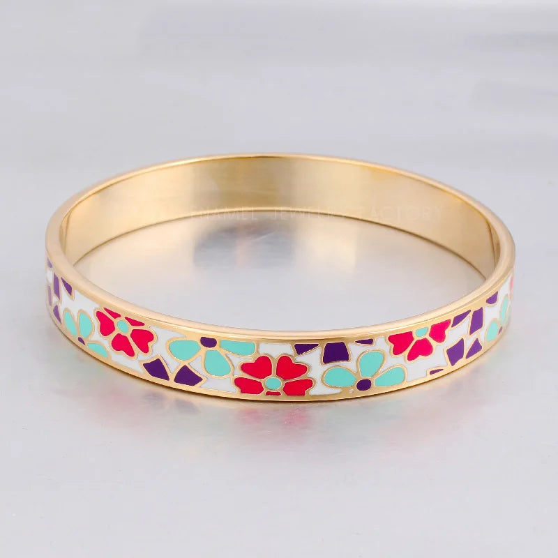 Vintage Enamel Bangles Stainless Steel Bracelets