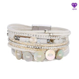 Vintage Hand-Knitted Shell Pearl Bracelet National Wind-Woven Multi-Layer