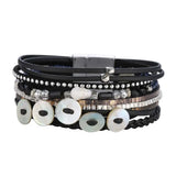Vintage Hand-Knitted Shell Pearl Bracelet National Wind-Woven Multi-Layer