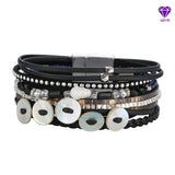 Vintage Hand-Knitted Shell Pearl Bracelet National Wind-Woven Multi-Layer