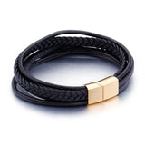 Vintage Leather Bracelet Multi-Layer Stainless Steel Braided Men's Jewelry