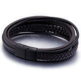 Vintage Leather Bracelet Multi-Layer Stainless Steel Braided Men's Jewelry