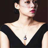 Vintage Crystal Sapphire Gemstones Pendant Necklace Silver Choker Jewelry